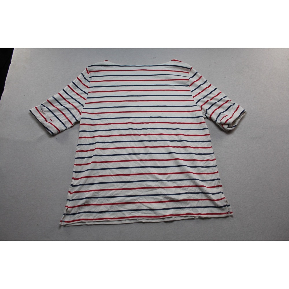 Style&Co Striped Top Women XXL White Red Blue Excellent Boat Neck Short Sleeve